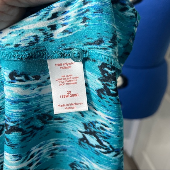 Womens Blue 3/4 sleeve shirt Faded Glory plus size 2XL f - Picture 8 of 8